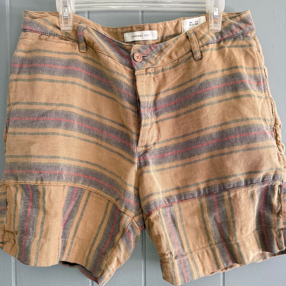 Billy Reid Size 36 Linen Striped Shorts - Made in USA Boho Festival Earthy Vibe